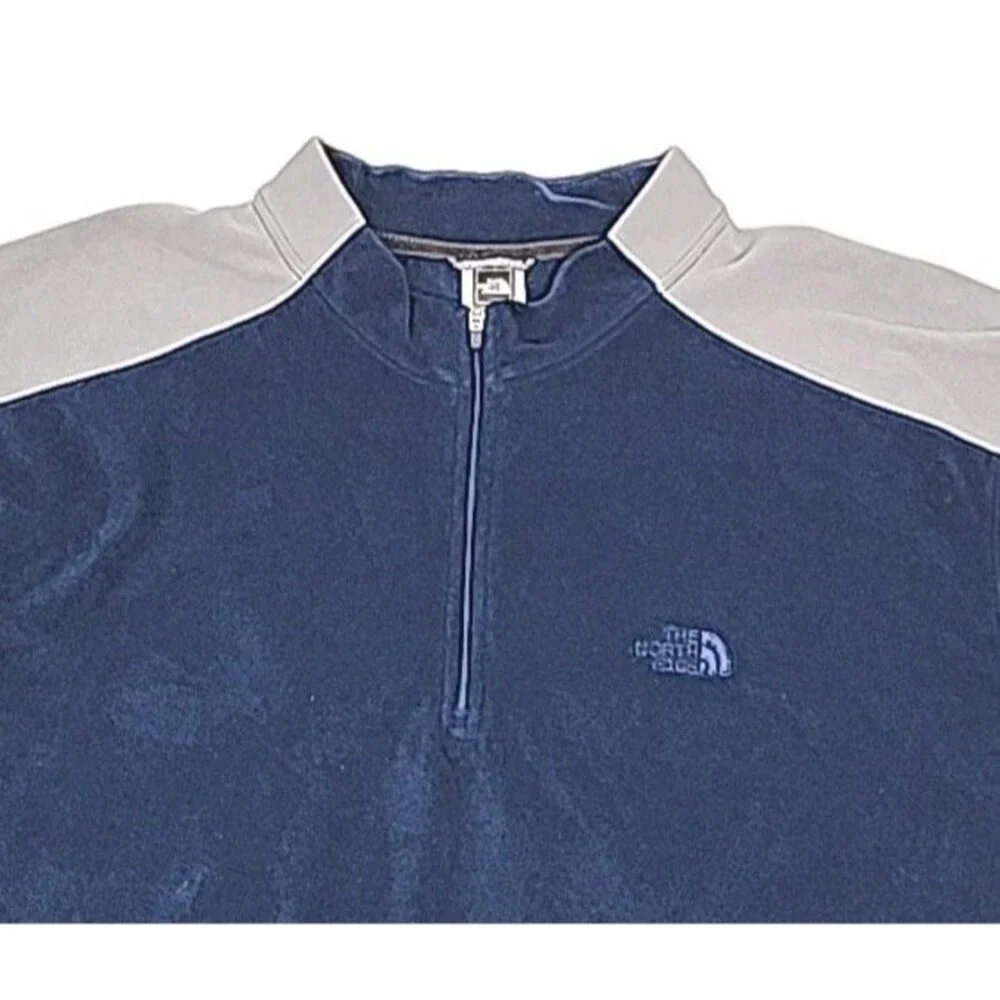 The North Face TKA 100 Shirt 1/4 Zip Sz XXL 2XL Blue Gray Fleece Sweatshirt Men